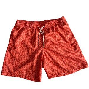 Goodfellow & Co Mens Red/Orange Swim Shorts M Recycled Polyester w/Mesh Lining